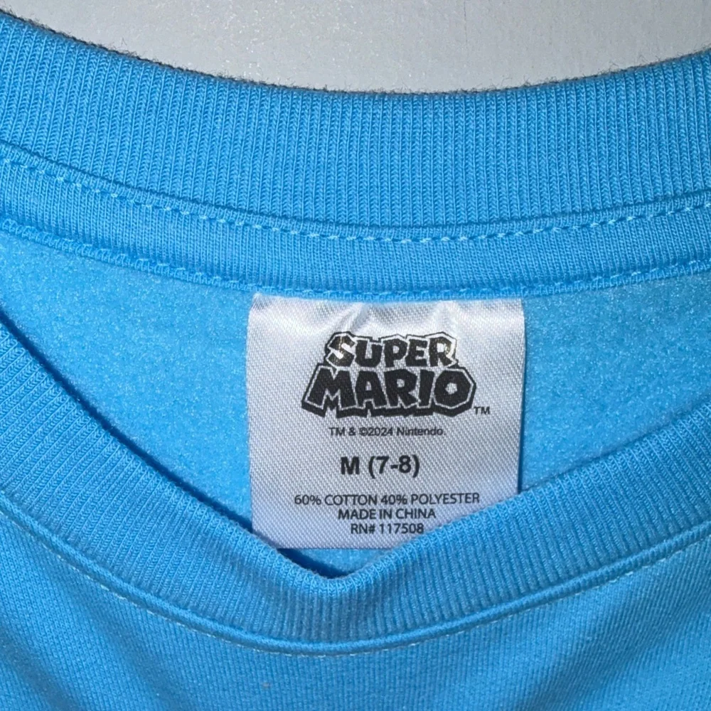 Super Mario Kids' Sky Blue Graphic Crewneck Sweatshirt youth M